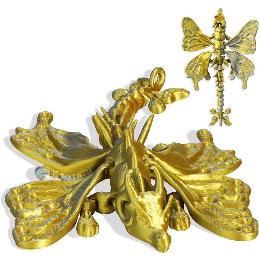 3D Printed Articulated Dragon Toy with wings, 16 moveable joints. Fidget Toy